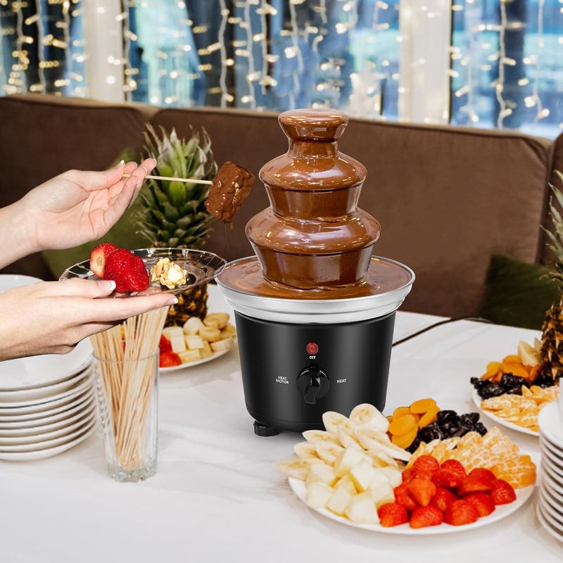 VAlinks Chocolate Fountain Machine - 3 Tiers Electric Melting Machine Fountain, Mini Stainless Steel Chocolate Fondue Fountain for Parties, Melts Cheese, BBQ Sauce, Liqueurs - Image 3